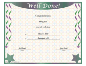 Job Well Done Certificate