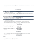 Resume For Work Study