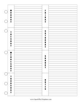 7-Day Vertical Planner OpenOffice Template