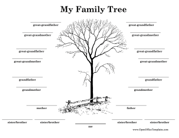Black-and-White Family Tree OpenOffice Template