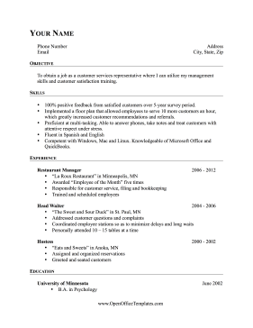 Changing Fields Resume OpenOffice Template