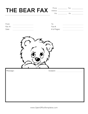 Cute Bear Fax OpenOffice Template