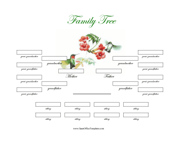Illustrated 4-Generation Family Tree Siblings OpenOffice Template