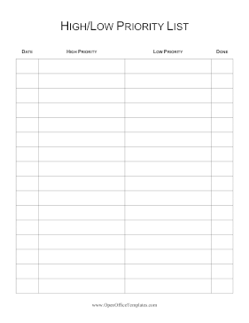 Priority To Do List OpenOffice Template