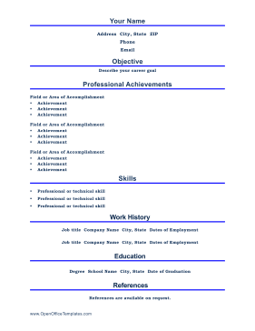 Professional Resume OpenOffice Template