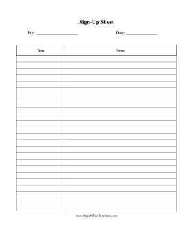 Sign-Up Form OpenOffice Template