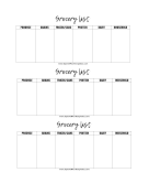 3 Horizontal Grocery Lists OpenOffice Template