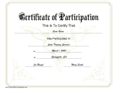 Floral Participation Certificate