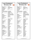 Grocery List Lowering Cholesterol