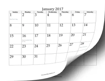 2017 Yearly Calendar OpenOffice Template