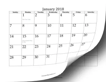 2018 Yearly Calendar OpenOffice Template