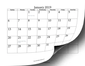 2019 Twelve-Month Calendar OpenOffice Template