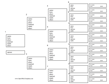 5-Generation Chart with Statistics OpenOffice Template