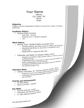 Academic Scholarship Resume OpenOffice Template