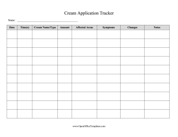 Applying Cream Log OpenOffice Template