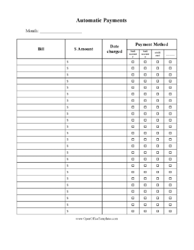 Automatic Payments Tracker OpenOffice Template
