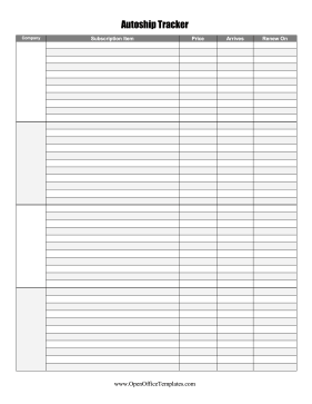 Autoship Log OpenOffice Template