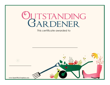 Award For Gardening OpenOffice Template