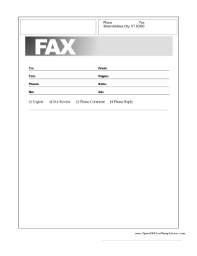 Basic Fax Cover Sheet OpenOffice Template