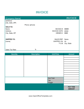 Basic Invoice OpenOffice Template