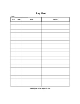 Basic Log Sheet OpenOffice Template