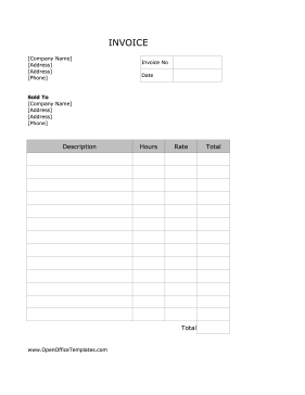 Basic Service Invoice OpenOffice Template