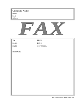 Big Gray Fax Cover Sheet OpenOffice Template