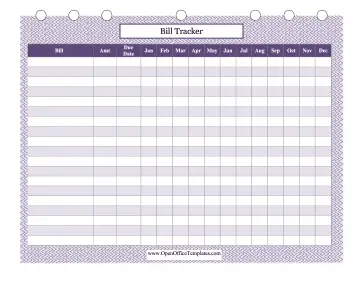 Bill Organizer OpenOffice Template