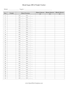 Blood Sugar BP Tracker OpenOffice Template