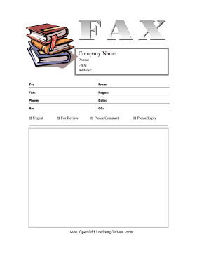 Books Fax Cover Sheet OpenOffice Template