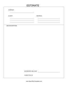 Budget Estimate Form OpenOffice Template