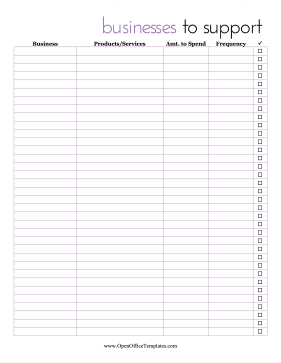 Businesses To Support OpenOffice Template
