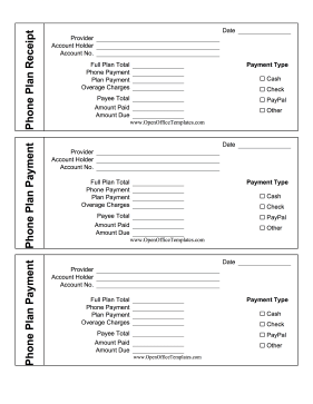 Cell Phone Receipt OpenOffice Template