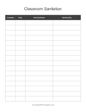 Checklist Class Sanitiation OpenOffice Template