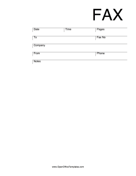 Clean and Simple Fax OpenOffice Template