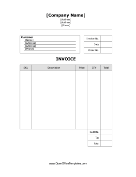 Company Invoice OpenOffice Template