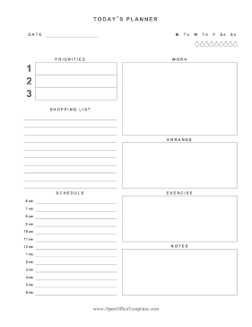 Comprehensive Daily Planner OpenOffice Template