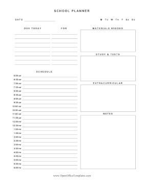 Comprehensive School Planner OpenOffice Template