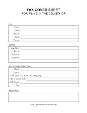 Court Case Fax OpenOffice Template