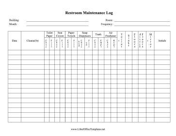 Custodial Restroom Tracker OpenOffice Template