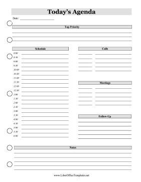 Daily Business Planner OpenOffice Template