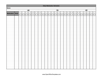 Daily Medication Schedule OpenOffice Template