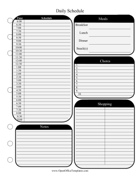 Daily Planner OpenOffice Template