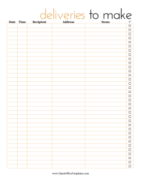 Deliveries To Make OpenOffice Template