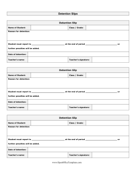 Detention Slips OpenOffice Template