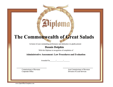 Diploma with Wreath OpenOffice Template