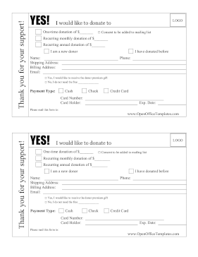 Donation Offerings Form OpenOffice Template