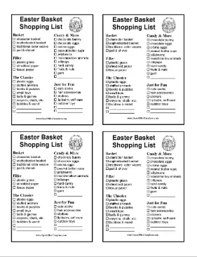 Easter Basket Shopping Lists Set OpenOffice Template