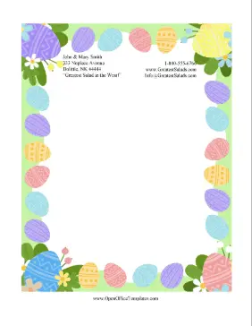 Easter Eggs And Flowers Stationery OpenOffice Template