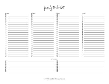 Family To Do List OpenOffice Template